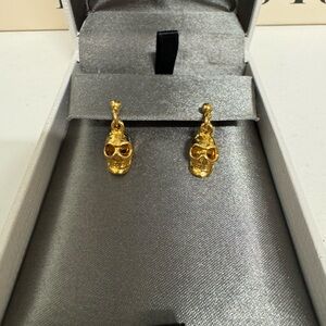 14k gold skull earrings